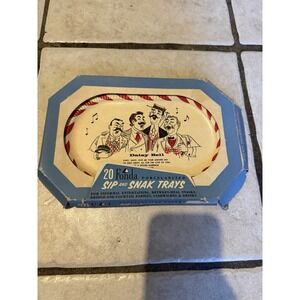 vintage "Fonda Porcelainized Sip and Snack Trays "Daisy Bell" parlor singers